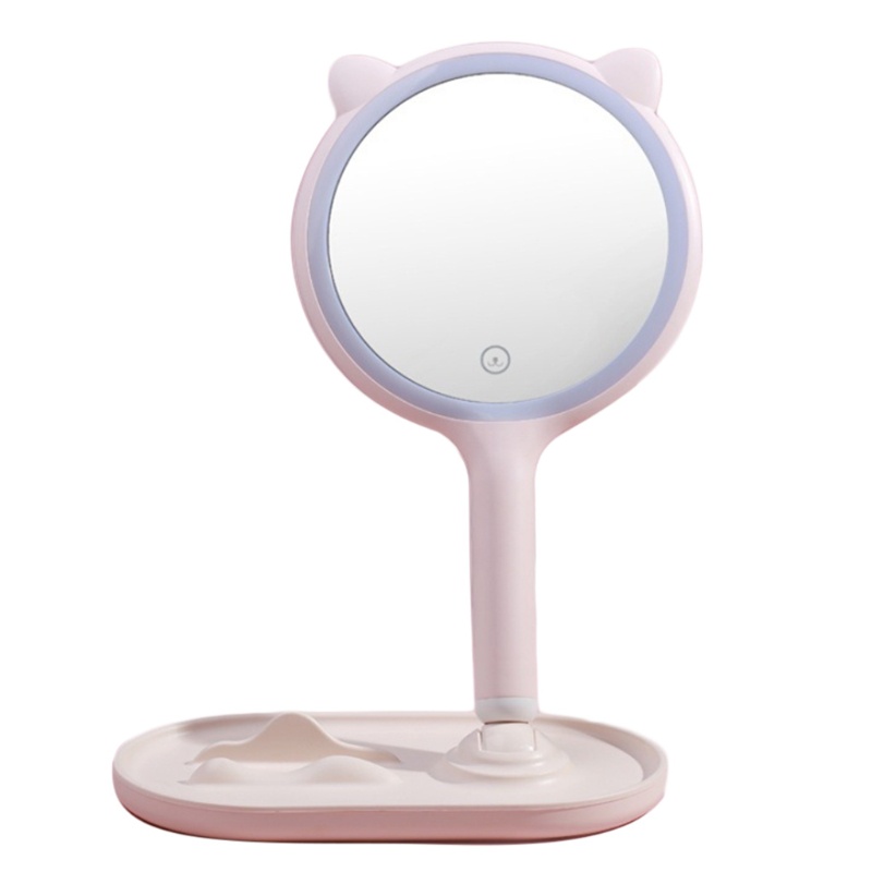Gương Trang Điểm Hai Mặt Phóng Đại 5X 3 Màu Có Đèn LED Tiện Dụng