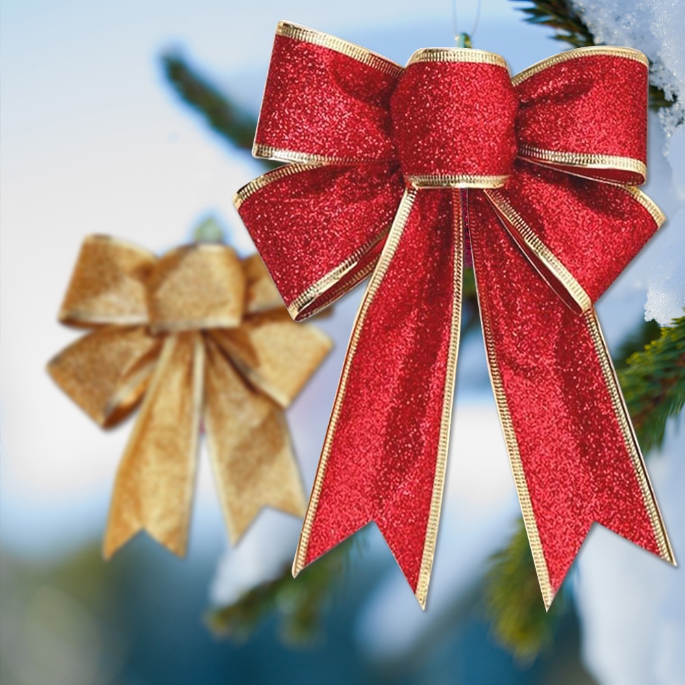 Nơ Treo Trang Trí Cây Thông Noel Màu Vàng Đỏ