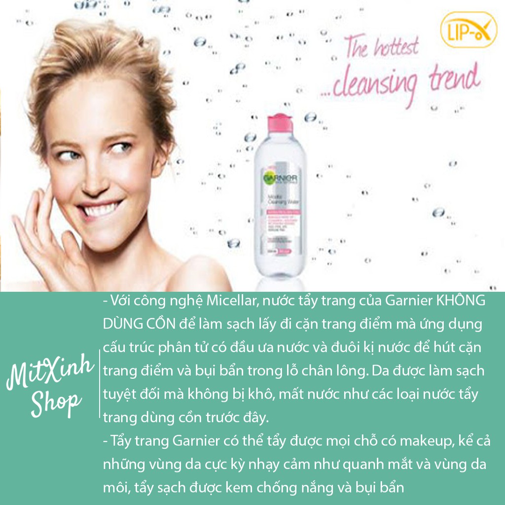 [HÀNG CHÍNH HÃNG] Nước tẩy trang Garnier Solution Micellaire 400 ml hồng