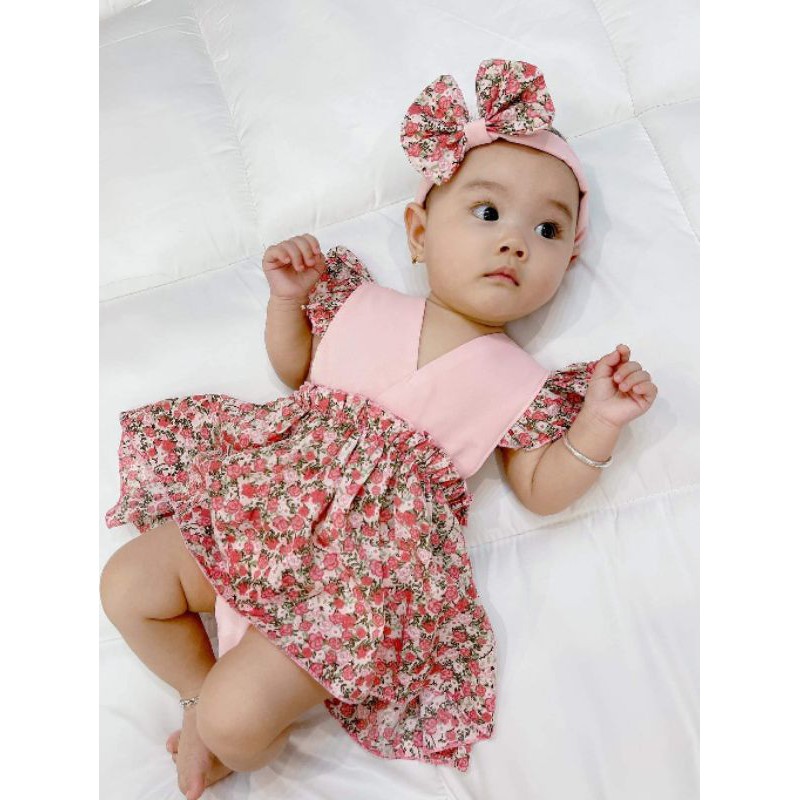 Bodysuit cho bé gái❤️ FREESHIP ❤️ BODY trẻ em gái chất đũi mềm mại(kèm turabn)size ss - 13kg