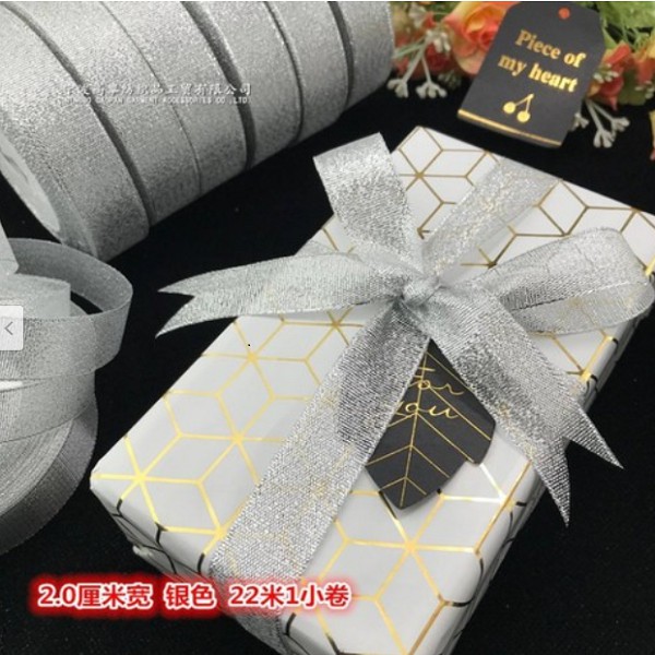 Set 10 cuộn ruy băng kim tuyến 2cm (22m/cuộn)