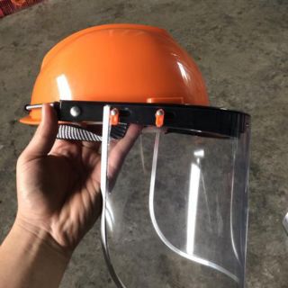 Mũ bảo hộ cả đầu có kính bảo vệ mặt trong suốt giá tri ân 92k