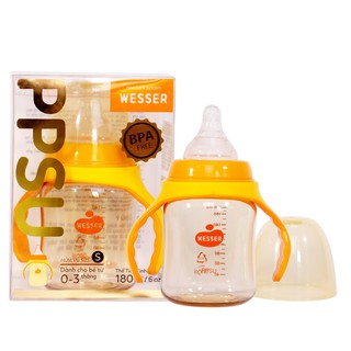 Bình sữa PPSU Wesser (cổ rộng) 180ml  sx  03/2020