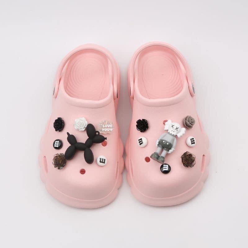 Dép Cross nữ Bearbrick độn đế MIKODA siêu nhẹ kèm Sticker dễ thương dép bánh mì nữ hot trend 2022 DEP1