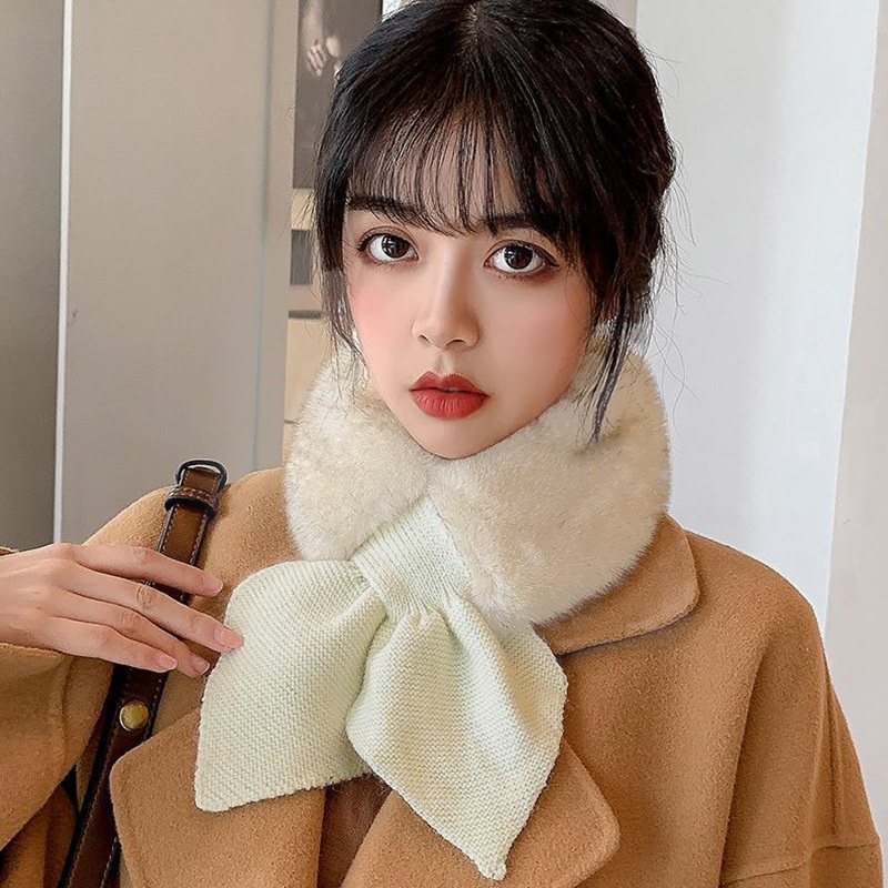 Khăn choàng cổ 60-80cm phối lông mềm ấm áp cho nữ