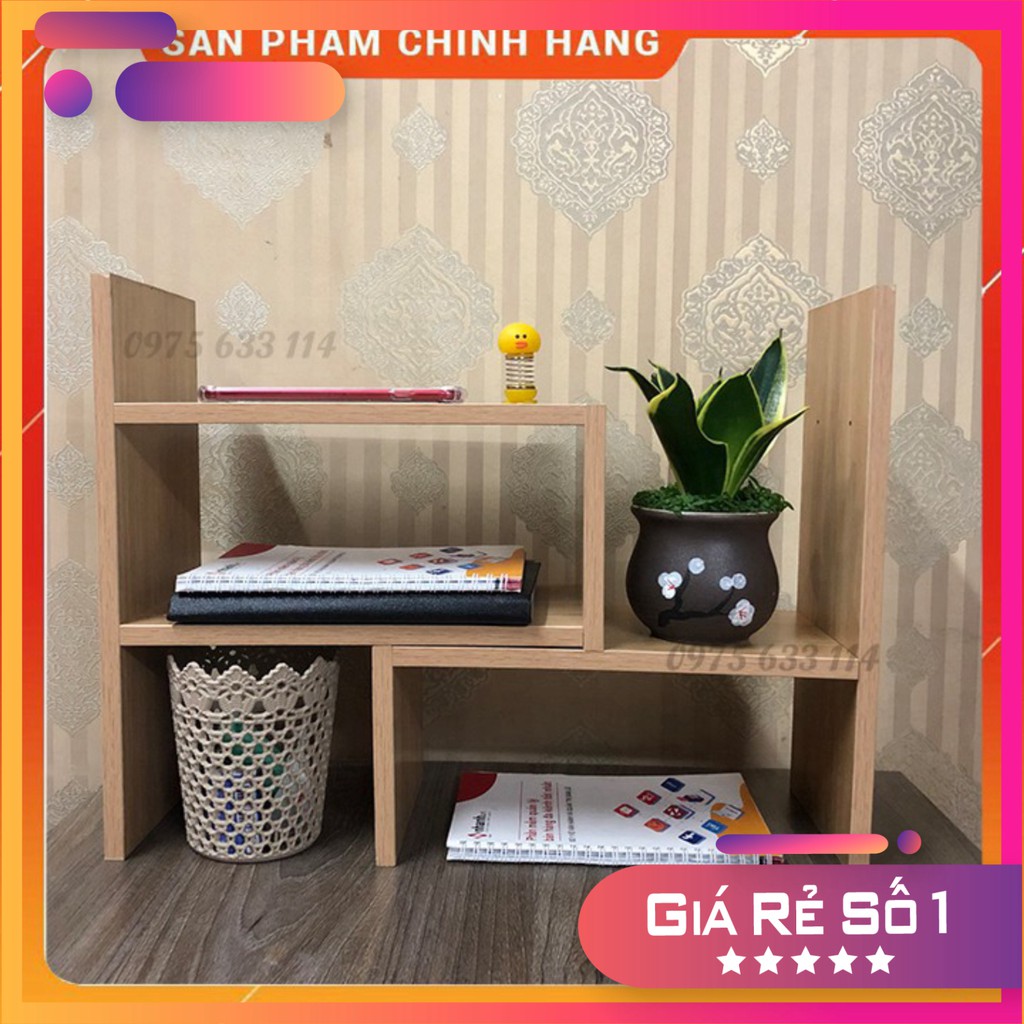 Kệ sách để bàn📌FREESHIP📌 Giá sách gỗ 3 tầng lắp ghép đa năng để bàn làm việc, bàn học (K2)