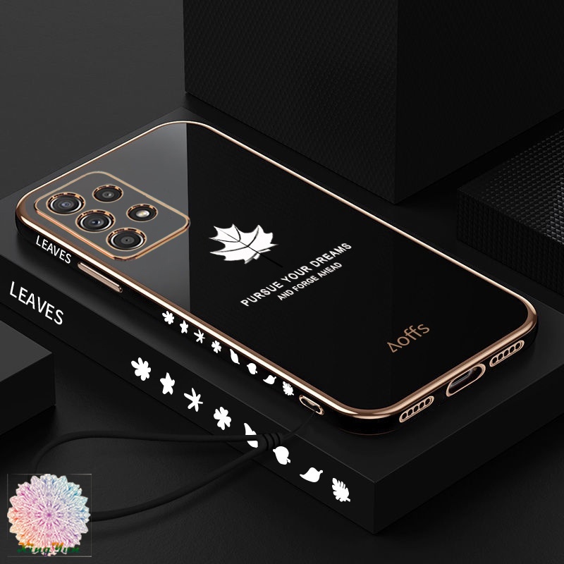 Ốp Điện Thoại Mềm Họa Tiết Lá Phong Có Dây Đeo Cho Samsung A32 4G A52 4G A72 4G A73 5G A53 5G A33 5G A03S A03 A22 4G A22 5G