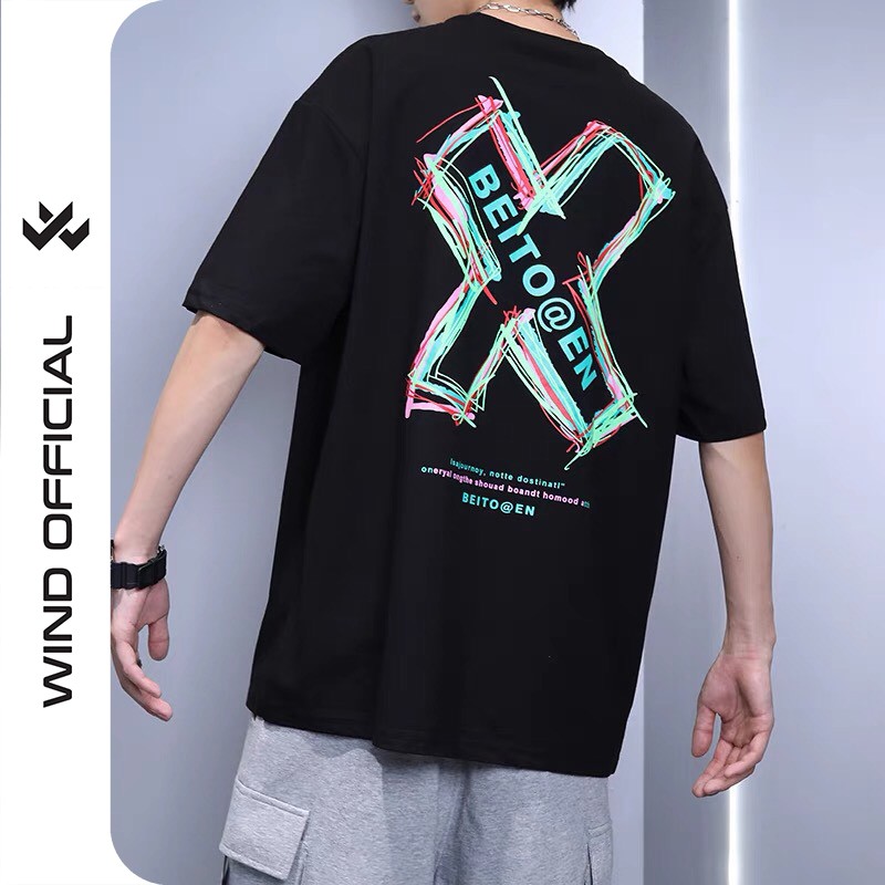 Áo phông unisex form rộng WIND oversize tay lỡ cotton BEITOGEN thời trang nam nữ | BigBuy360 - bigbuy360.vn