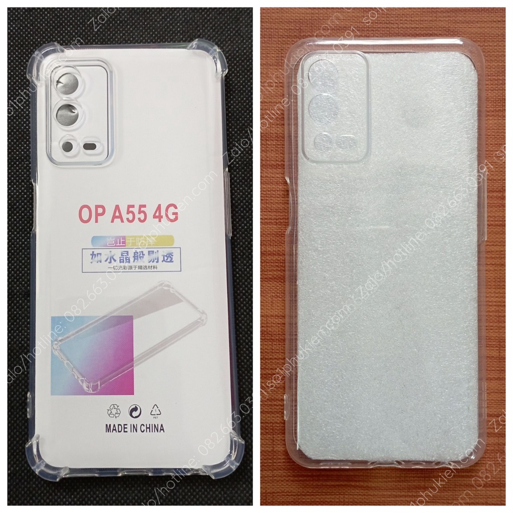 Ốp lưng dẻo trong cao cấp Oppo A55 4G loại chống sốc, loại dẻo trong bảo vệ camera bền đẹp