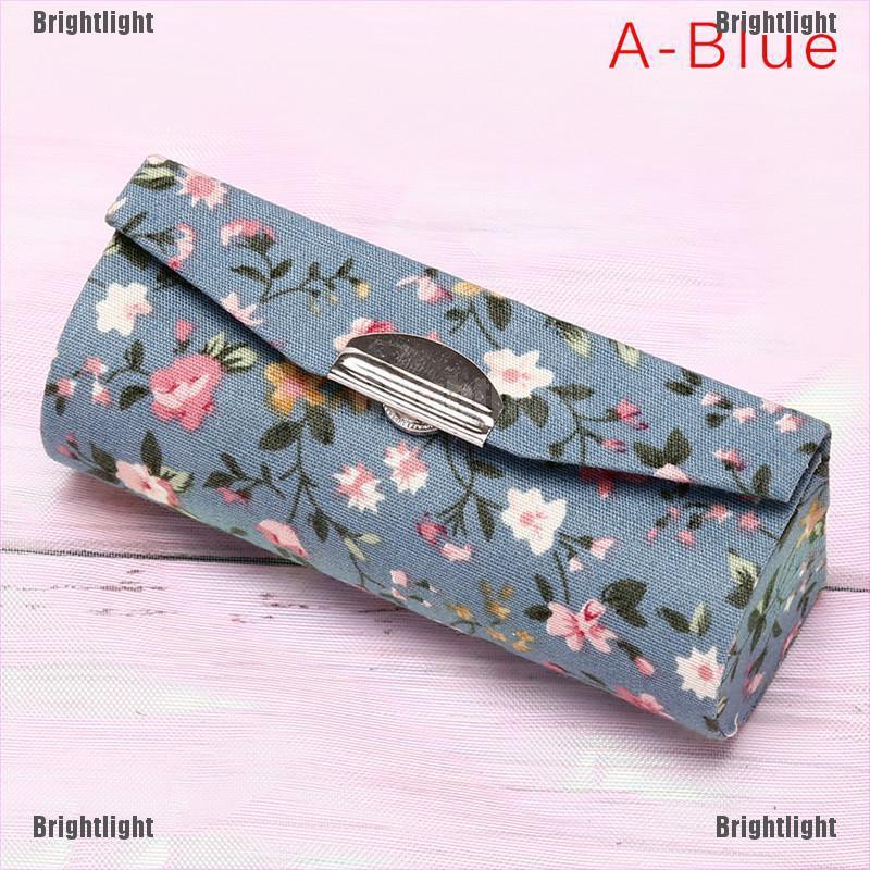 [Bright] Lipstick Case Retro EmbroideRed Holder Flower Design With Mirror Packaging Box [Light]