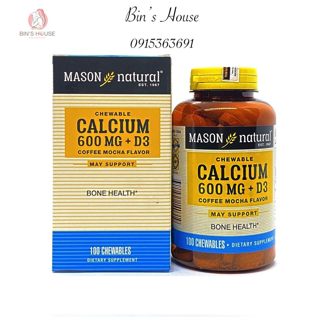 [MASON] Calcium 600mg + D3 Mason Natal Hộp 100 Viên - Hỗ Trợ Sức Khoẻ Xương Khớp