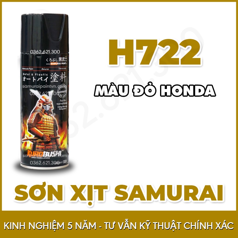 Sơn samurai màu đỏ Honda H722 - Chai sơn xịt samurai màu đỏ Honda