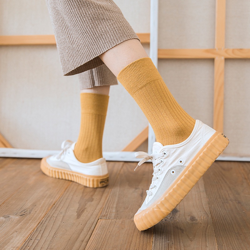 Tất vớ nữ nam cao cổ dài trắng dễ thương hàn quốc đẹp TAGU chân thấp nhún đủ màu trơn đen, đỏ, vàng, xám, xanh