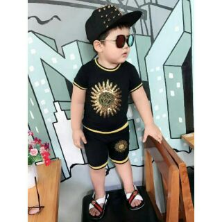 Bộ bé trai hình đính kim sa cho bé 6kg - 9kg