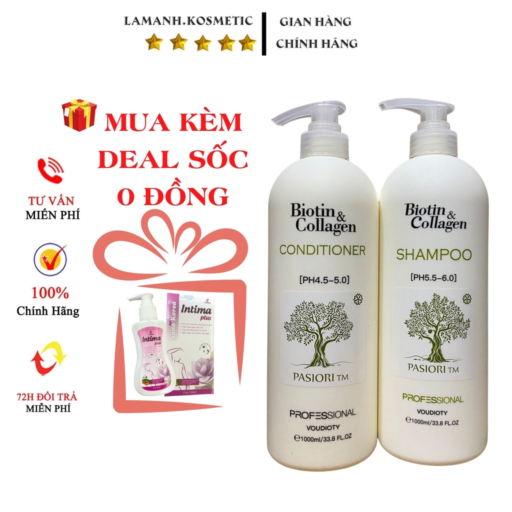 Dầu gội biotin &amp; collagen, kích thích mọc tóc chống rụng tóc, dầu gội biotin cặp 500ml – 1000ml  hàng chính hãng