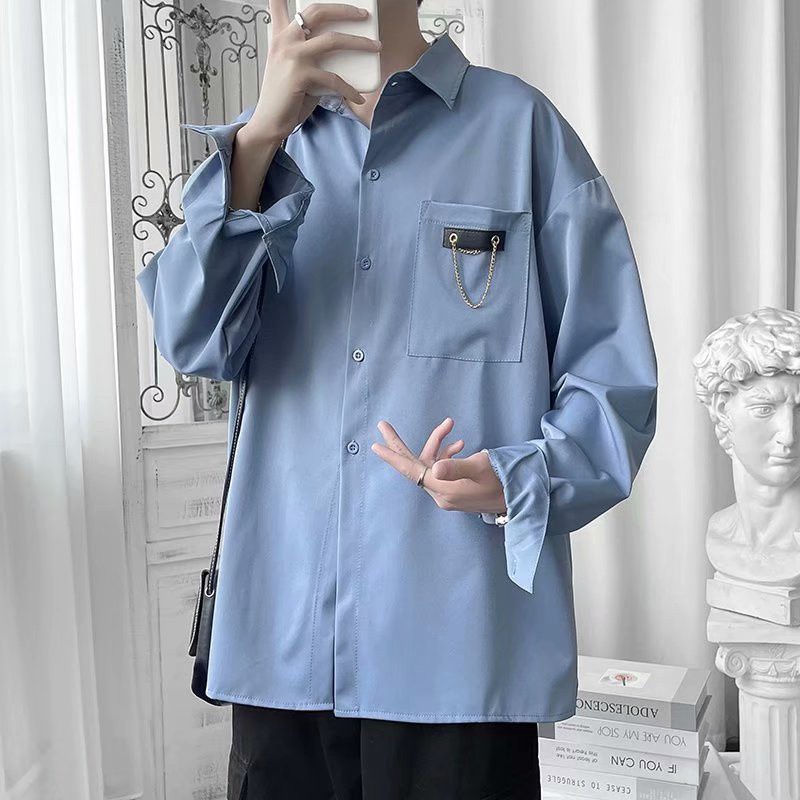 Áo Sơ Mi Tay Dài Dáng Rộng Phong Cách Hàn Quốc Cho Nam Giới