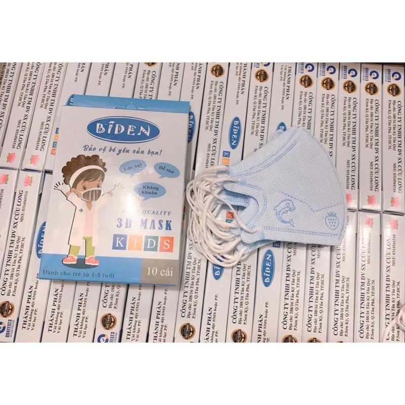 [CHÍNH HÃNG] Hộp 10 Khẩu Trang Bé 3D Biden Kháng Khuẩn Bảo Vệ Bé Yêu | BigBuy360 - bigbuy360.vn