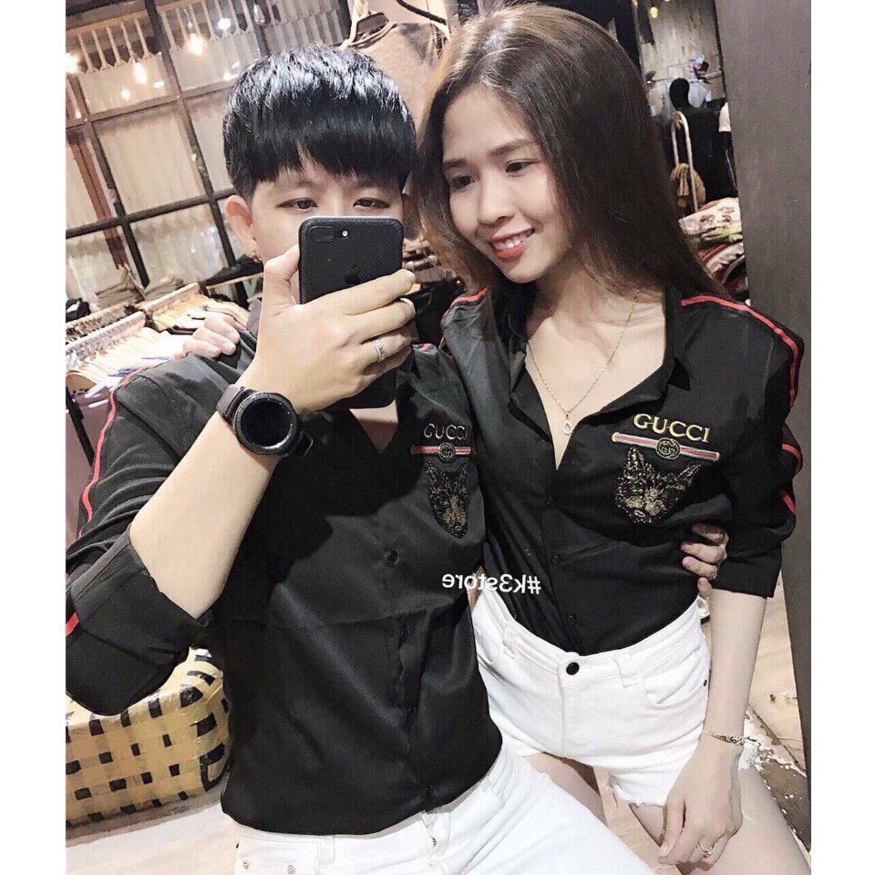 ∏◙✶Áo Sơ Mi Nam Nữ Tay Dài Cá Tính Họa Tiết Mèo Hình Thêu Phom Chuẩn Cực Đẹp Chất Cotton Lụa Mịn Mát Hàng GIá Rẻ.