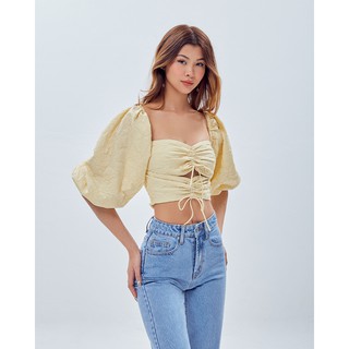 Áo croptop SheByShj tay phồng dây rút ngực - Cecelia Top