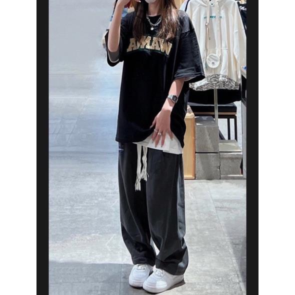 Quần Ống Rộng Dây Rút Bản To Thêu Chữ M Hottrend Thời Trang Năng Động(Hàng Sẵn)