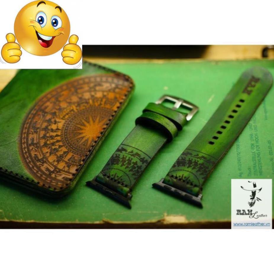 DÂY ĐỒNG HỒ TRỐNG ĐỒNG DA BÒ Ý XANH LÁ MẪU MỚI - RAM SIMPLE - ĐỦ SIZE .