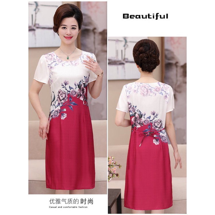 Đầm Hoa Dáng Ôm Phong Cách Phương Tây Thời Trang Mùa Hè Sang Trọng Cho Nữ Trung Niên