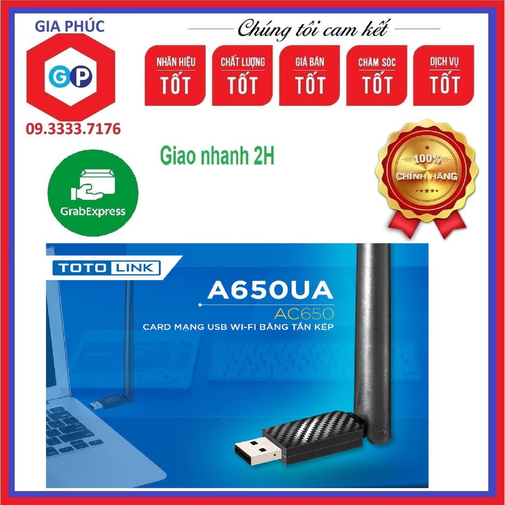 USB Wi-Fi Băng Tần Kép AC650 Totolink A650UA (Đen) - Hàng Chính Hãng