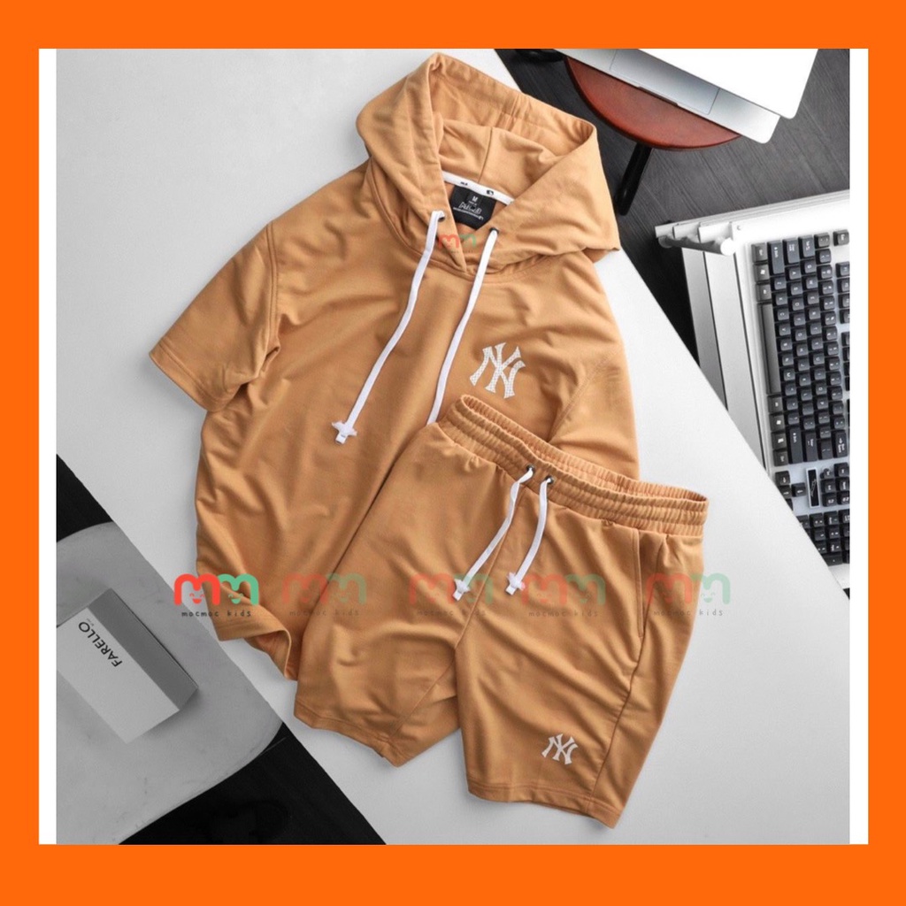 Bộ đồ bé trai size đại cồ áo thun hoodie quần short cotton cao cấp co dãn thoải mái cho bé 21kg đến 50kg