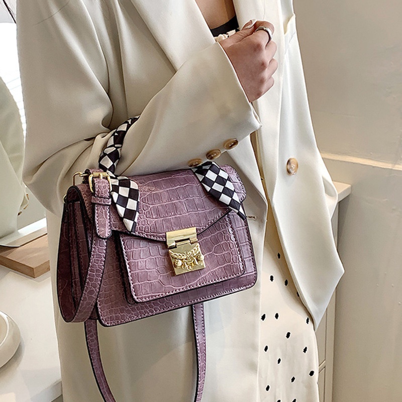 IELGY Túi Đeo Vai Vân Da Cá Sấu Bằng Lụa Thời Trang Cho Nữ