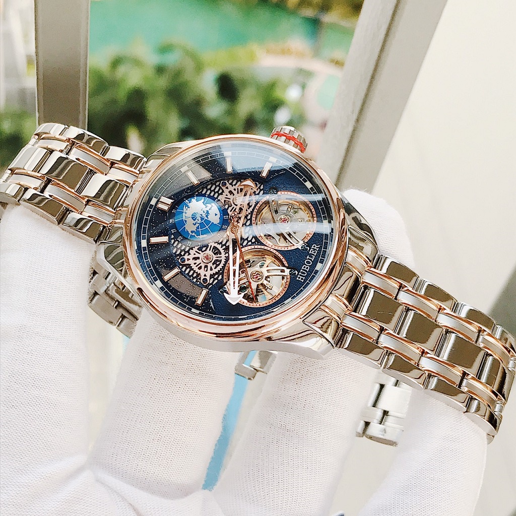 Đồng Hồ Nam Huboler Automatic Demi Xanh Rose Gold Chính Hãng 44mm