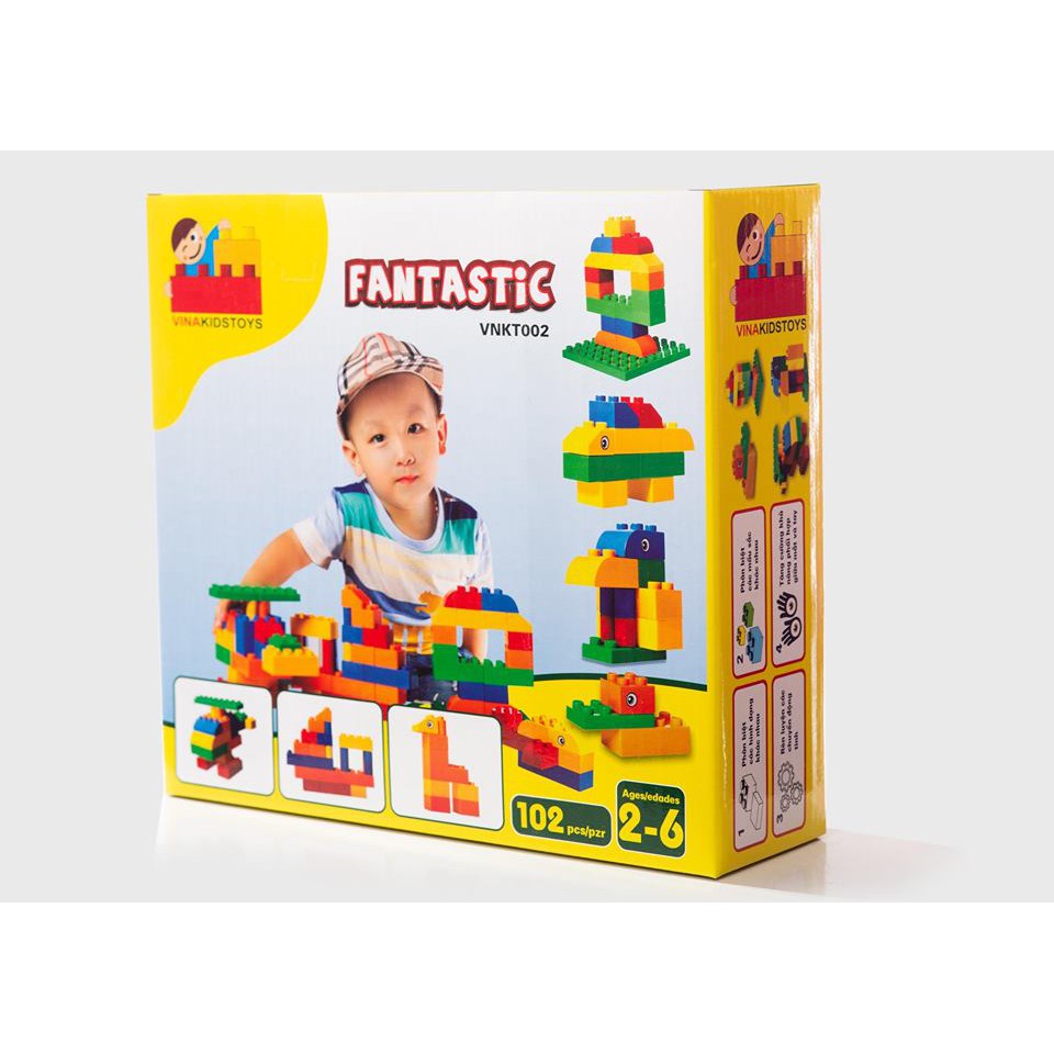 Đồ Chơi Lắp Ghép cho bé 102 chi tiết ✅ size Duplo- Hãng Vinakidstoys - Hàng Việt Nam chất lượng cao