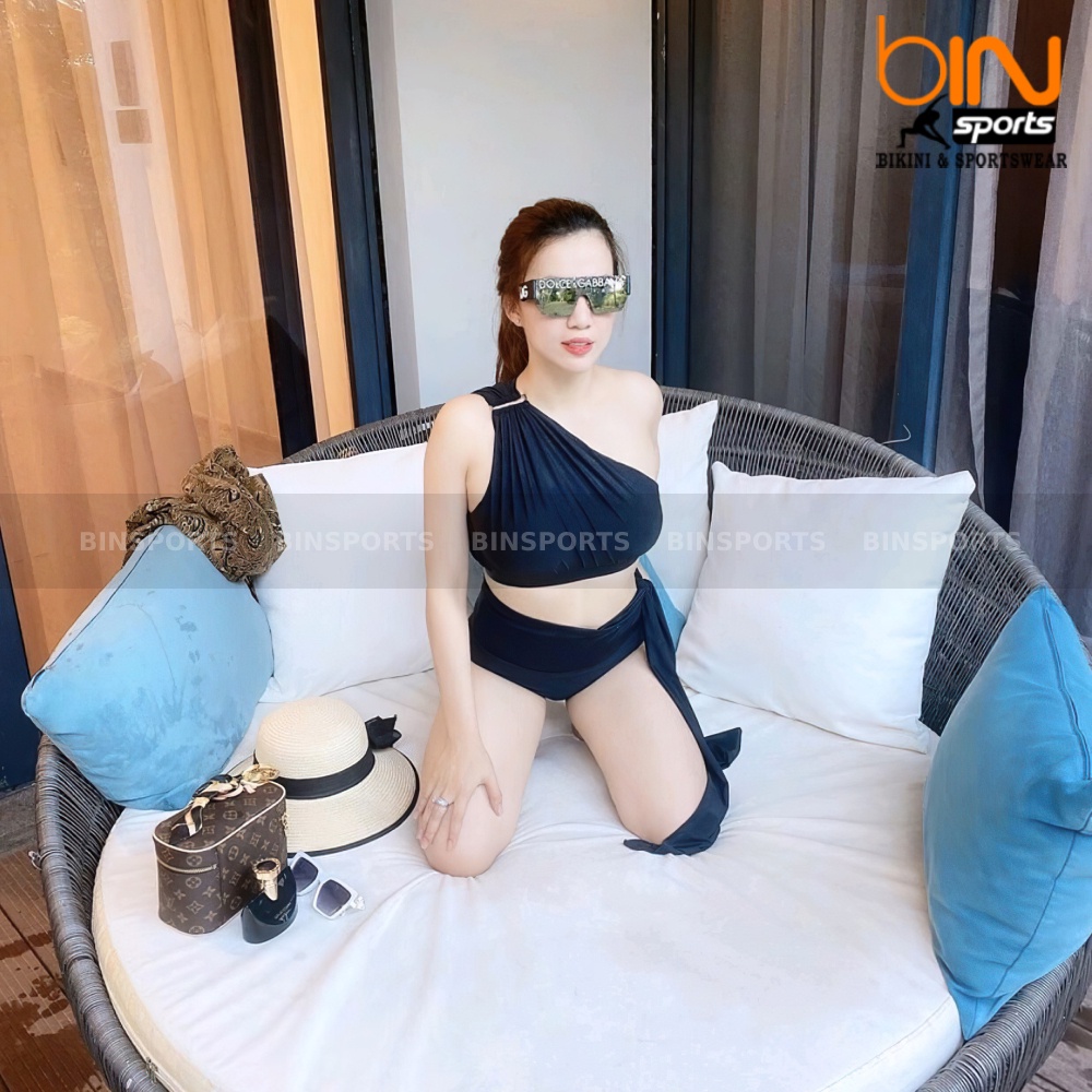 Bikini Nữ 2 Mảnh Quần Cạp Cao Aó Lệch Vai Bin Sports BHV087