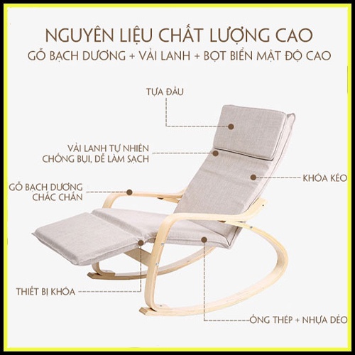 Ghế Bập Bênh Thư Giãn Đọc Sách Có Gác Chân Ghế Lười Bập Bênh Kèm Đệm Bọt Biển Thoáng Khí | BigBuy360 - bigbuy360.vn