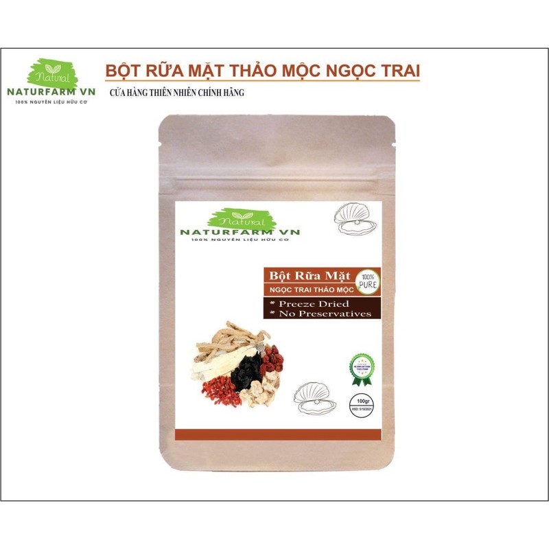 [ 100gr ] Bột rửa mặt ngọc trai thảo mộc Organic - mỹ phẩm handmade