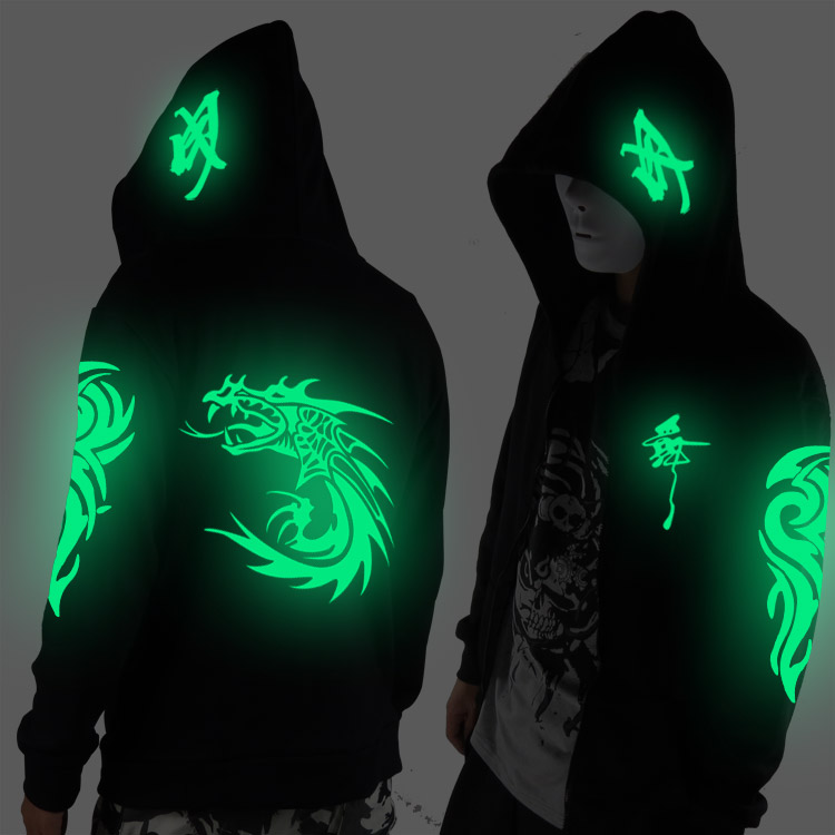 Áo khoác đen tay dài họa tiết dạ quang cá tính cho nam | BigBuy360 - bigbuy360.vn