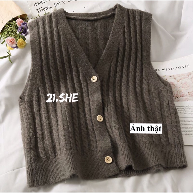 [Ảnh thật/hàng QC] Gile len 3 cúc xoắn thừng trendy/ gile len loại 1 dễ phối đồ | BigBuy360 - bigbuy360.vn