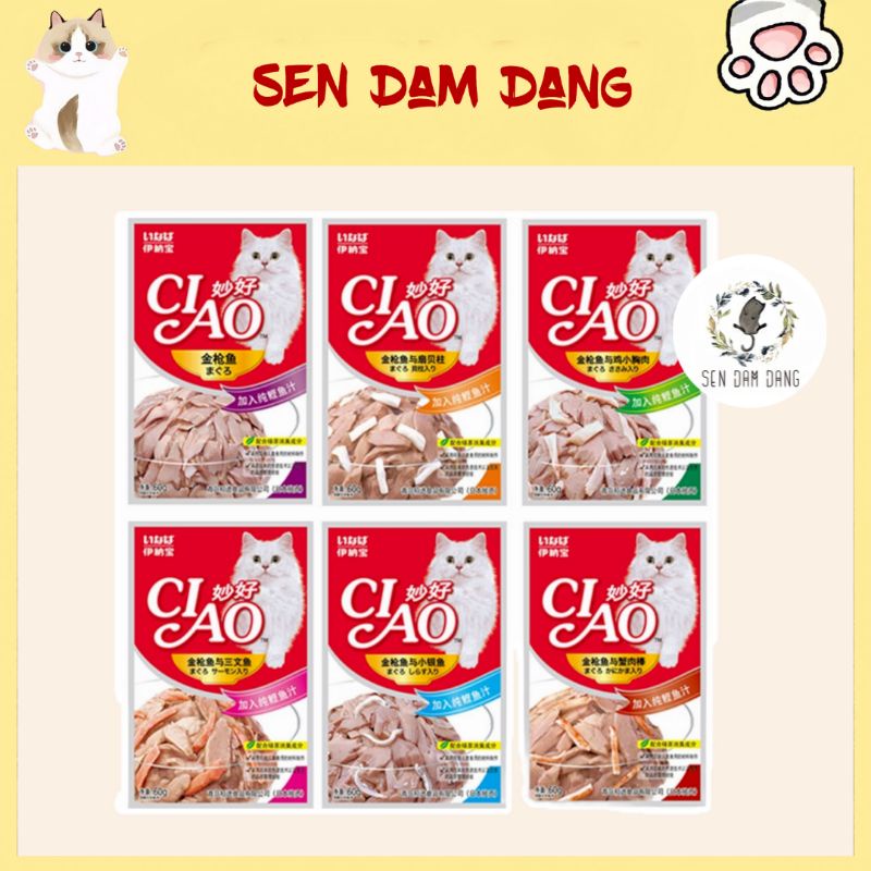 [Mã PET50K giảm Giảm 10% - Tối đa 50K đơn từ 250K]  Pate Ciao Cho Mèo - 60G