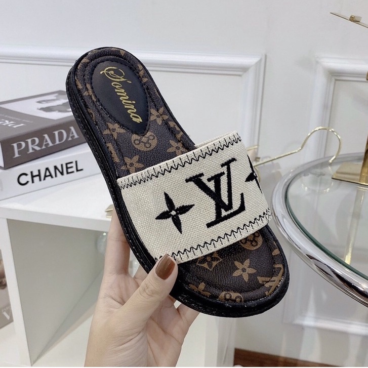 Dép nữ quai ngang, dép BÁNH MÌ THÊU HỌA TIẾT ĐẾ 3P
