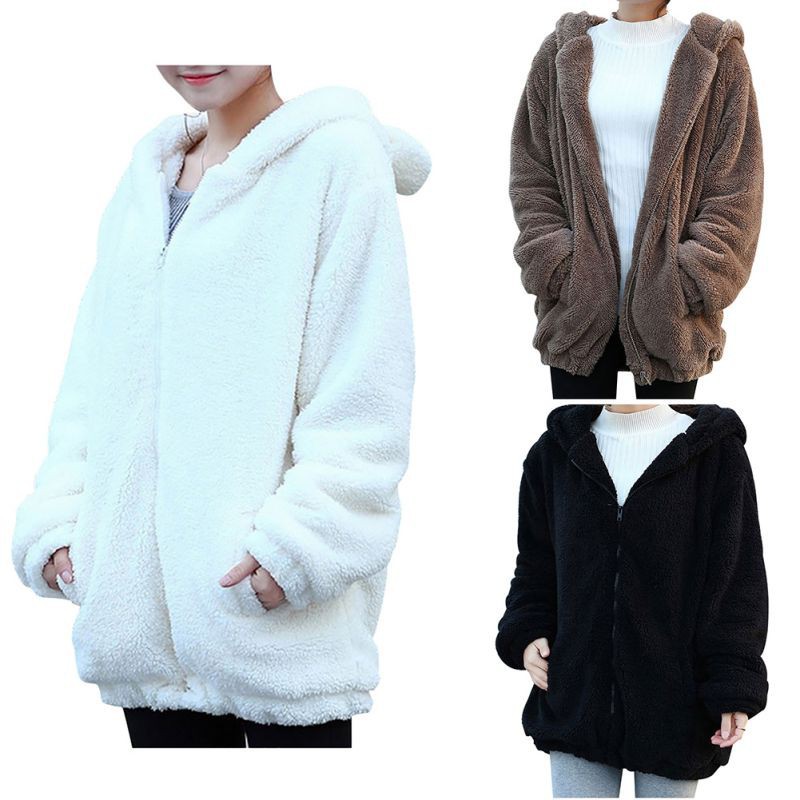 Áo Hoodie mùa đông tai gấu dễ thương cho nữ