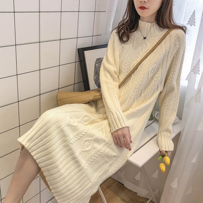 Váy len suông thừng siêu dày ấm áp