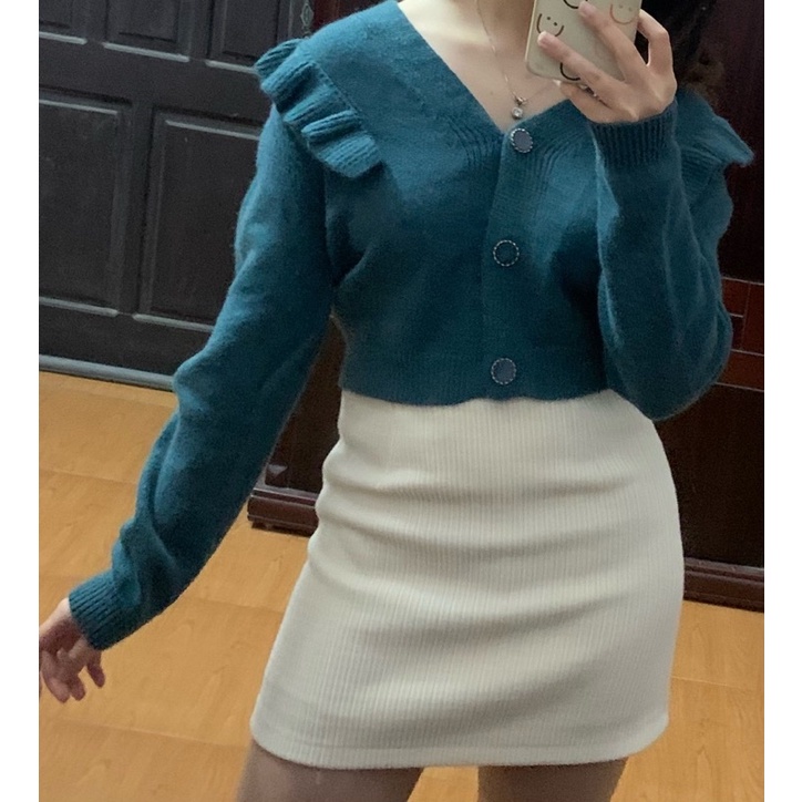 Áo cardigan croptop bèo cho nữ (Ảnh thật)