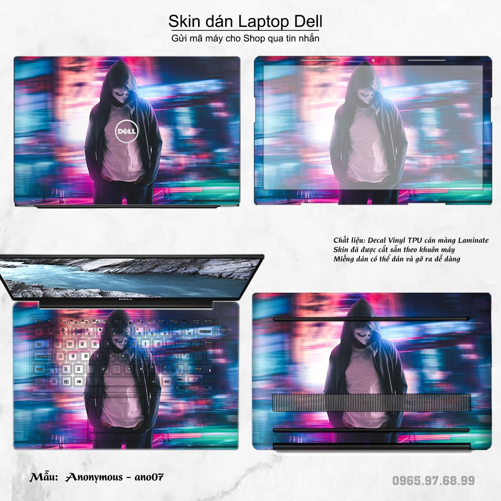 Skin dán Laptop Dell in hình Anonymous (inbox mã máy cho Shop)