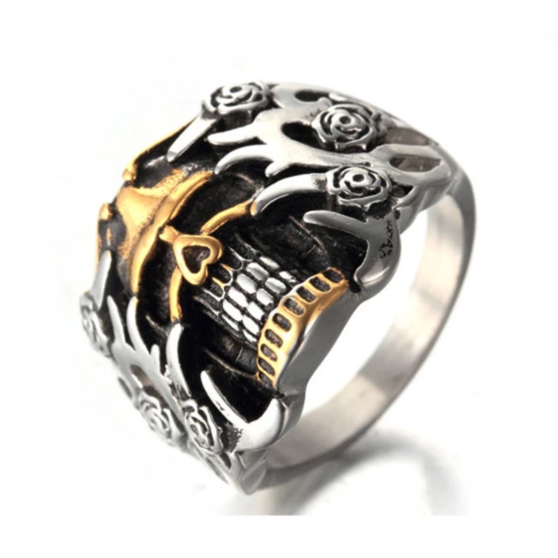 Nhẫn Mạ Vàng / Bạc Khắc Hình Đầu Lâu Phong Cách Gothic Cho Nam