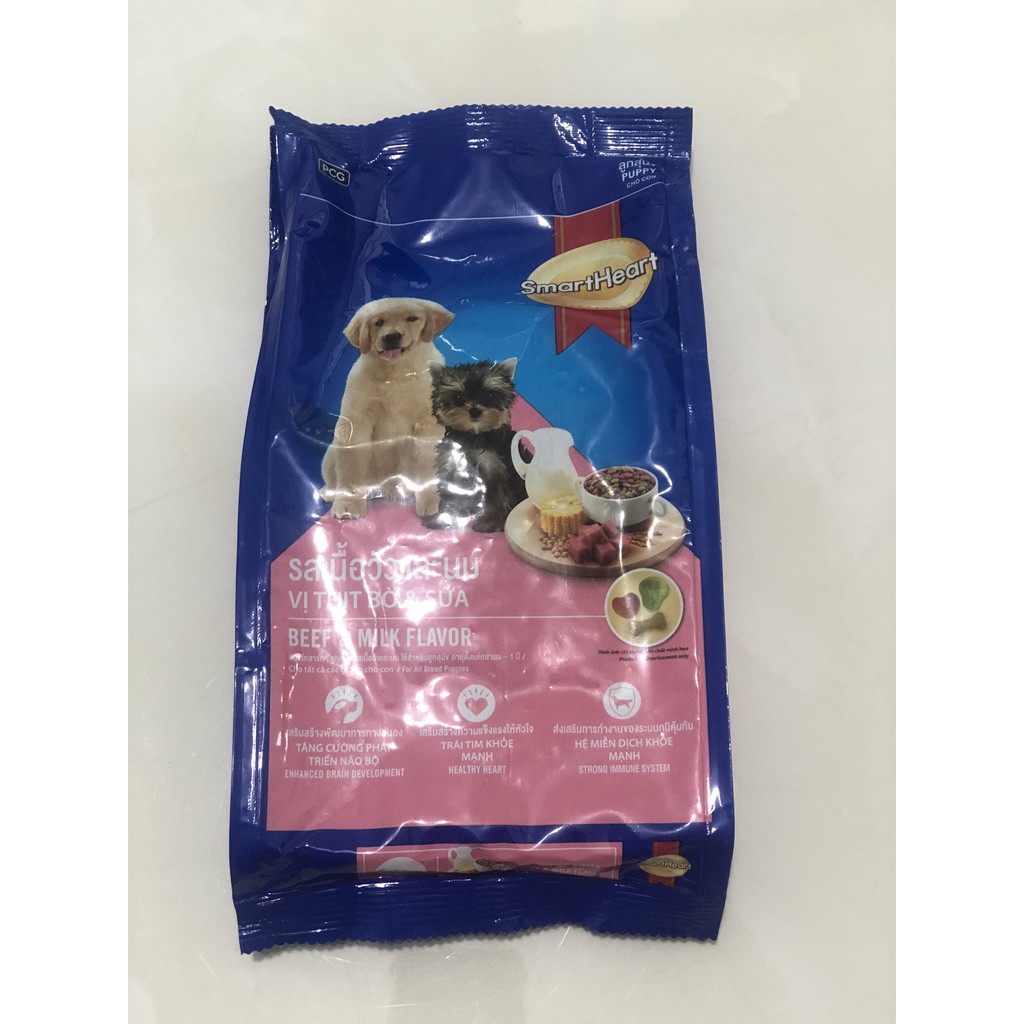Smartheart Puppy - thức ăn hạt cho chó con vị thịt bò và sữa túi 400g