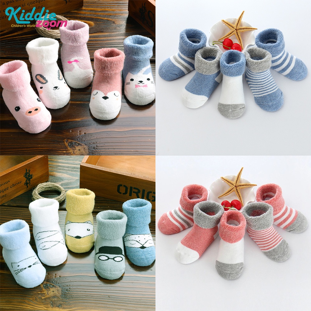 Set 5 Đôi Vớ Cotton Chống Trượt Dễ Thương Cho Bé