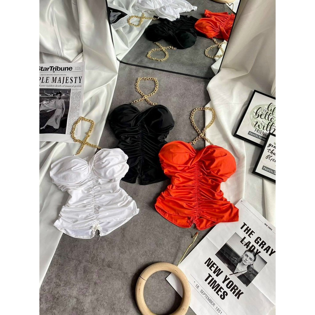 áo kiểu xoắn có mút đính xích hot hit đủ màu