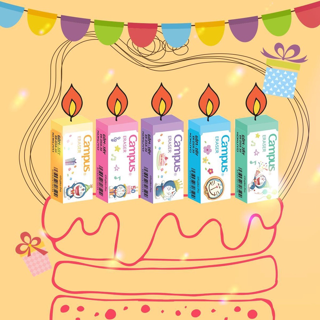 Gôm Tẩy Campus,  ONE PIECE, CONAN, DOREMON ,Ngộ nghĩnh đáng yêu, có độ dẻo, dai cao dễ dàng tẩy xóa các nét vẽ-Loki Kids