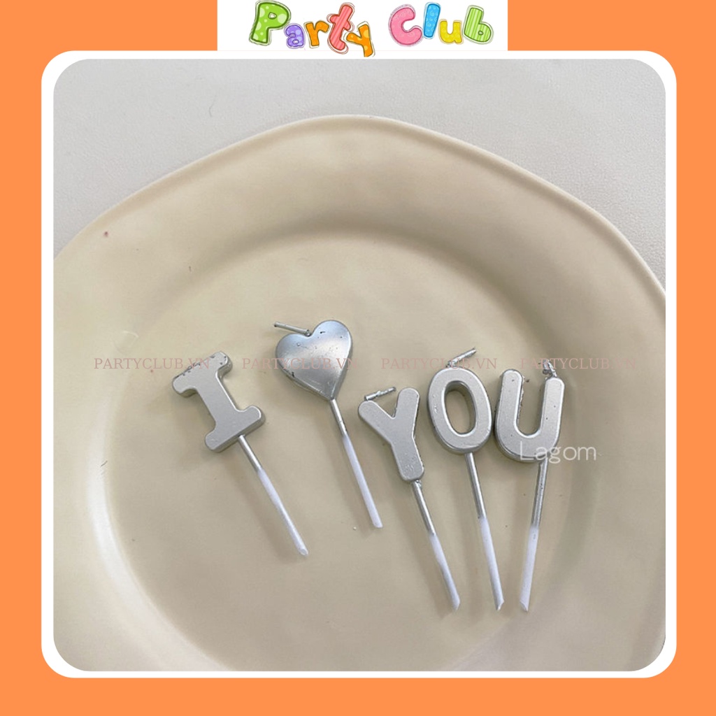 Nến trang trí bánh kem sinh nhật chữ I LOVE YOU