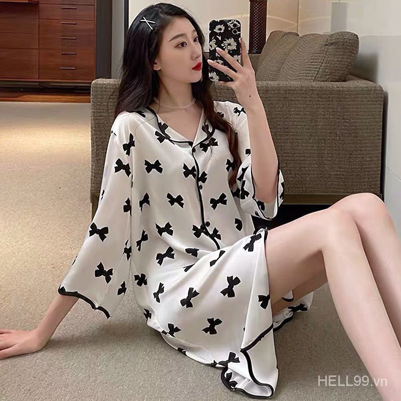 đồ ngủ Lụa Dài Tay Quyến Rũ Cho Nữ