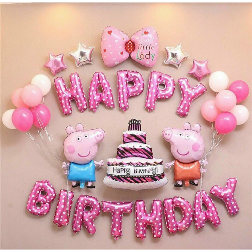 Set Bóng Trang Trí Sinh Nhật Happy Birthday kèm bơm